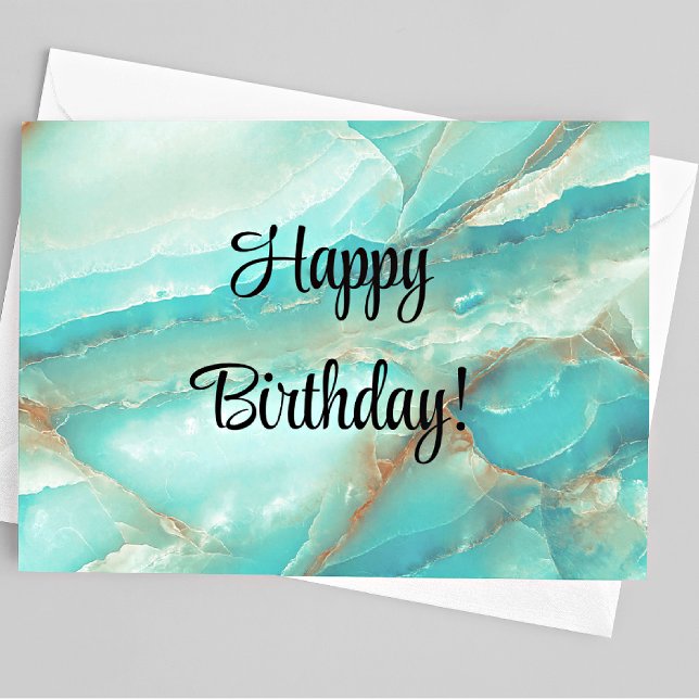 Carte Nom sur le dos, Joyeux anniversaire, Turquoise & B (Créateur téléchargé)