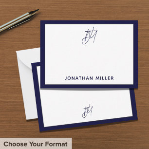 Carte Nom typographique du monogramme blanc de la marine