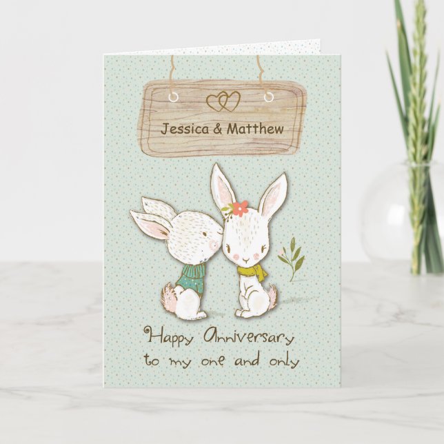 Carte Noms personnalisables Anniversaire Mariage du conj (Devant)