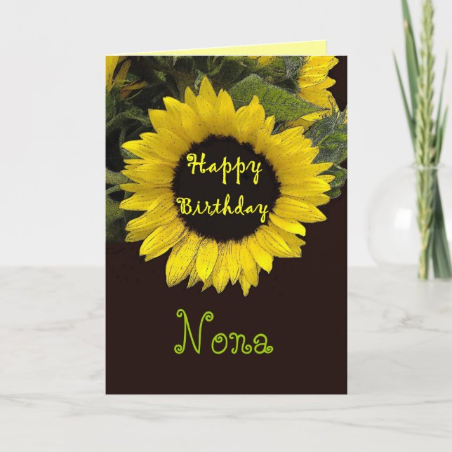 Carte NONA Joyeux anniversaire avec Tournesol joyeux (Devant)