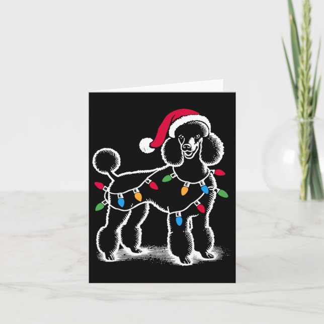 Carte Normes Poodle Feux de Noël Santa Hat Xmas D (Devant)