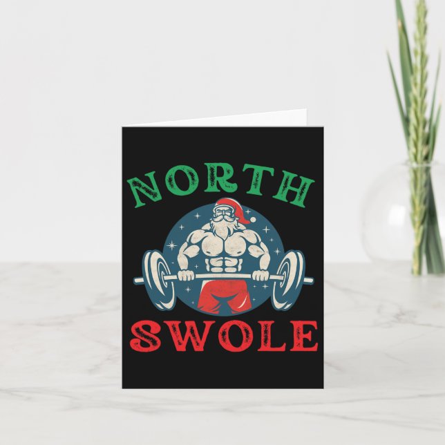 Carte North Swole Funny Muscle Père Noël Carrosserie de  (Devant)
