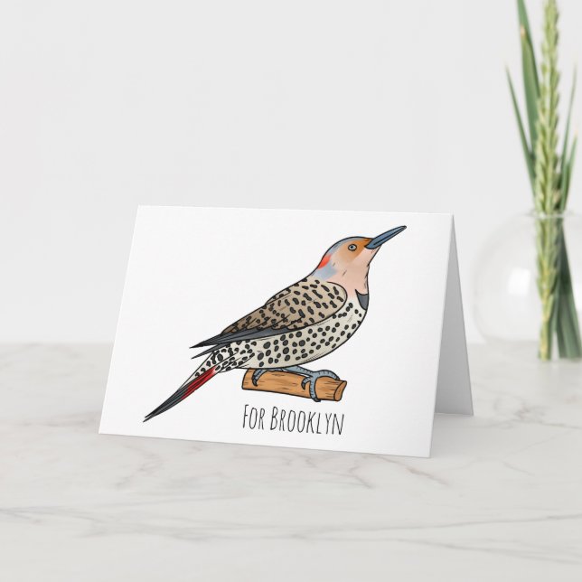 Carte Northern flicker bird cartoon illustration (Devant)