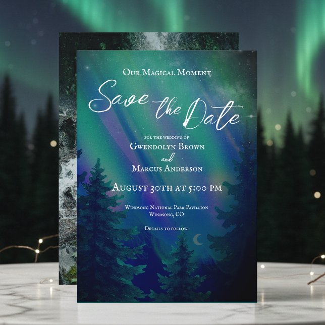 Carte Northern Lights Magical Moment Photo Save the Date (Créateur téléchargé)