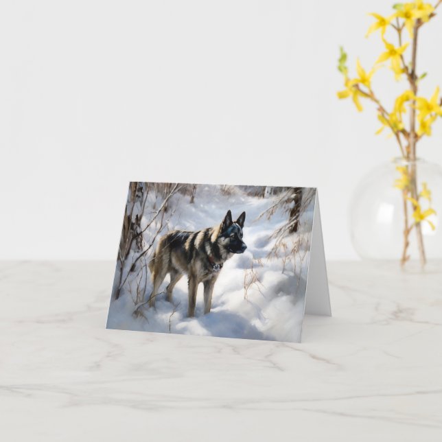 Carte Norvégien Elkhat Laisser Neige Noël (Fleur jaune)