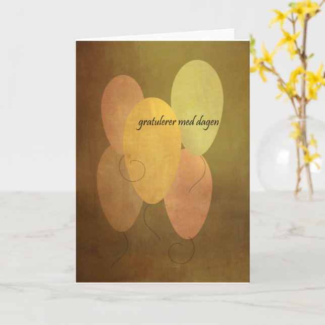 Carte Norvégien Joyeux Anniversaire avec Ballons Jaunes (Fleur jaune)