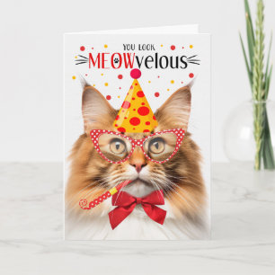 Carte Norwegian Forest Cat Red MEOWvelous Anniversaire