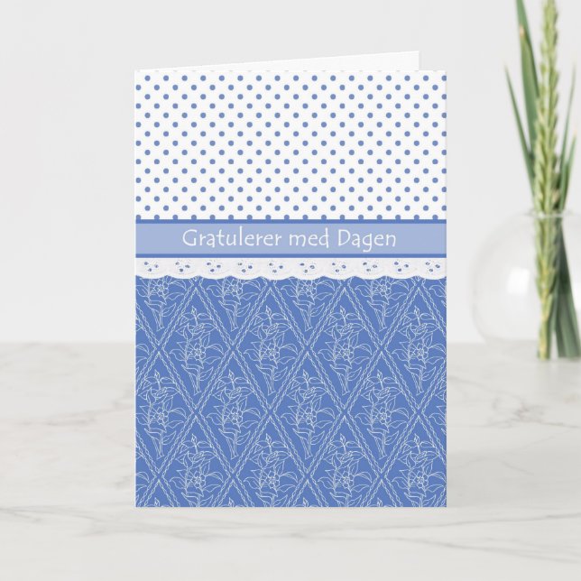 Carte Norwegian Periwinkle Faux Lace Pois Anniversaire (Devant)