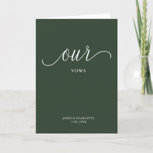 Carte Nos Vows Card Minimaliste Script Forest Green