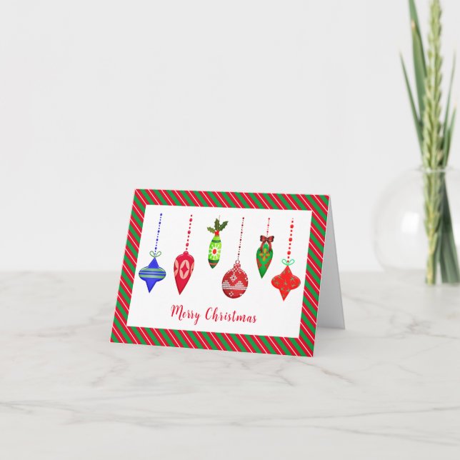 Carte Nostalgique Ornements de Noël Salutation de Noël (Devant)