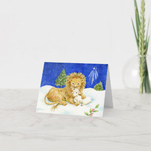 Carte Nota Noir Lion et Agneau de Noël