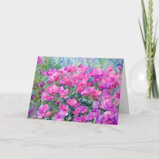 Carte Nota Vierge Art Jardin Rose Fleur (Devant)