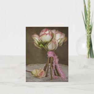Carte note Bouquet Rose vintage