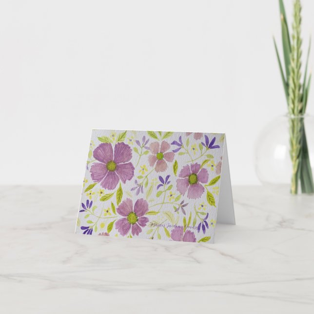 Carte Note/Carte de voeux fleurie violette et Lilac (Devant)