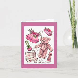 Carte Note de papier de blanc de nounours de poupée