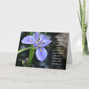 Carte Note florale avec texte écrit de Romains (blanc)