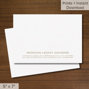 Carte Note minimaliste de typographie blanche et or