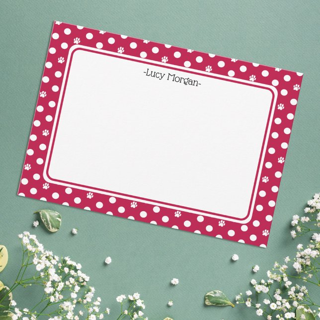 Carte Note rouge personnalisée avec empreinte de patte f (Créateur téléchargé)