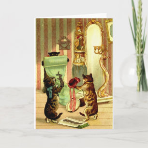 Carte Note vintage Chat Et Kitten