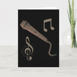 Carte Notes musicales de microphone à main Brown
