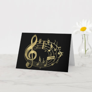 Carte Notes musicales d'or en forme ovale