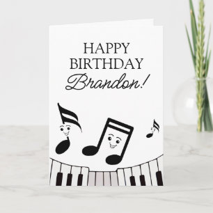 Carte Notes musicales en noir et blanc