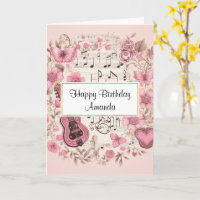 Notes musicales et fleurs Style Vintage Anniversai