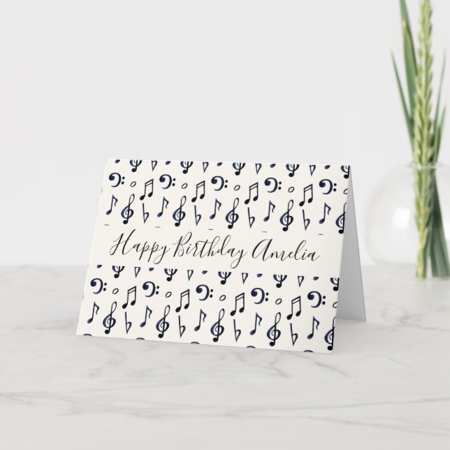 Carte Notes musicales mignonnes Motif Anniversaire (Devant)