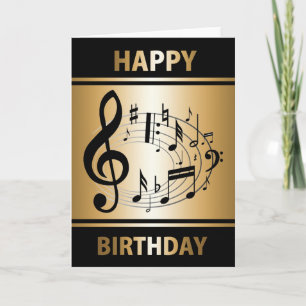 Carte Notes musicales noires dans la forme ovale sur