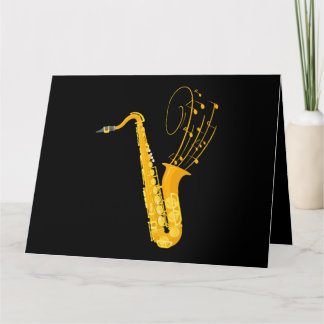 Carte Notes musicales Saxophoniste Musicien de jazz Saxo