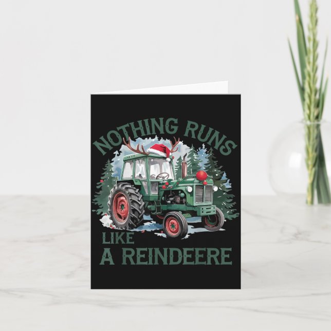 Carte Nothing Runs Like A Reindeer Christmas Tractor Far (Devant)