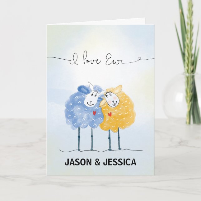 Carte Notre anniversaire Mariage avec le mouton lunaire (Devant)