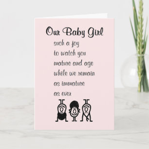 Carte Notre Bébée Fille Amusante Poème D'Anniversaire Po
