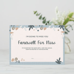 Carte Notre Boho Pastel Farewell Miss You Flat Card