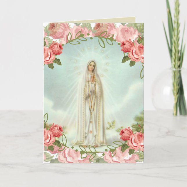 Carte Notre-Dame de Fatima Roses roses (Devant)