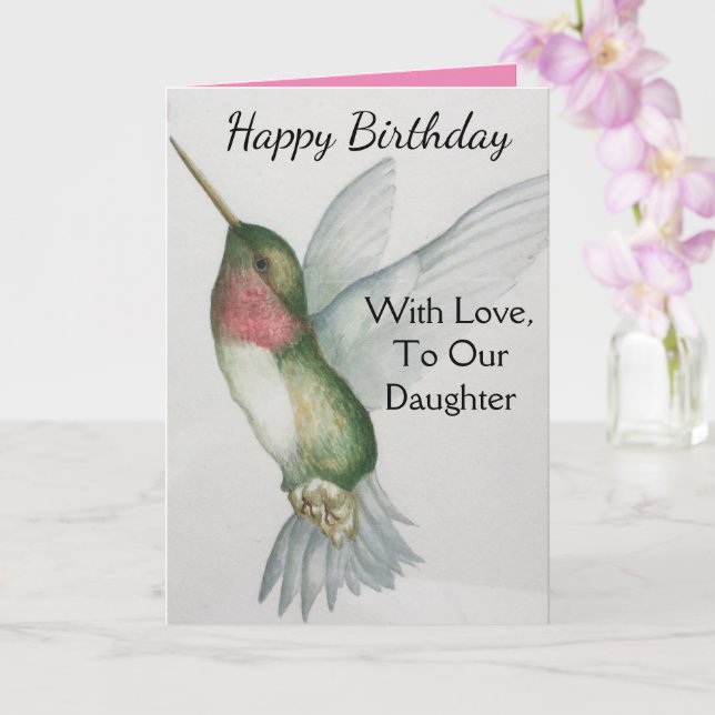 Carte Notre Fille Avec Amour Anniversaire Colibri (Orchidée)