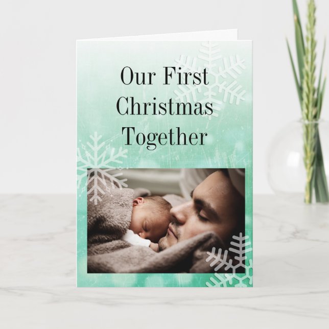 Carte Notre premier Noël, papa et enfant personnalisé (Devant)