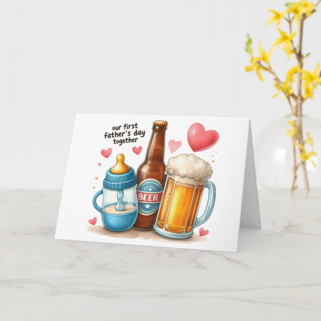 Carte Notre première Fête des pères - Un encouragement à (Fleur jaune)