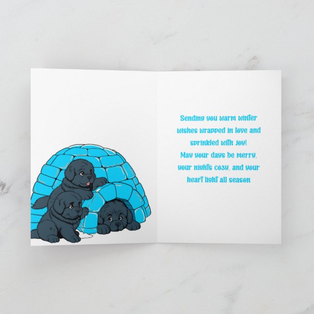 Carte Notta Bears Puppy Igloo -Warm Winter Wishes (Intérieur)