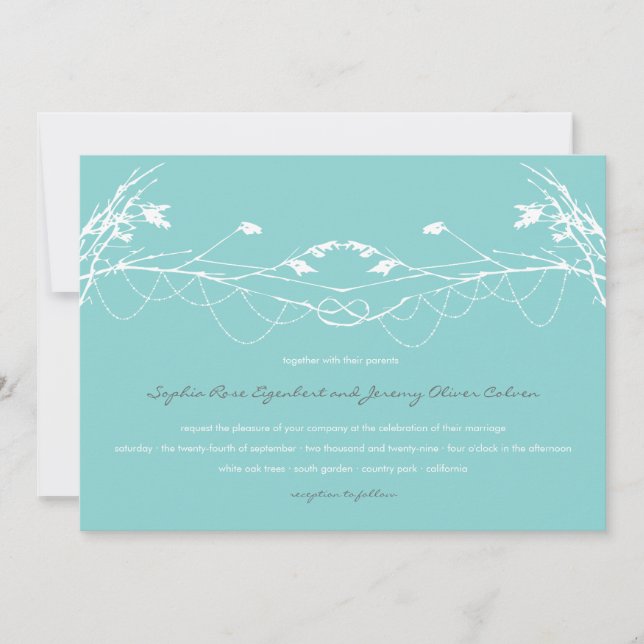 Carte nouée de faire-part de mariage de branche (Devant)