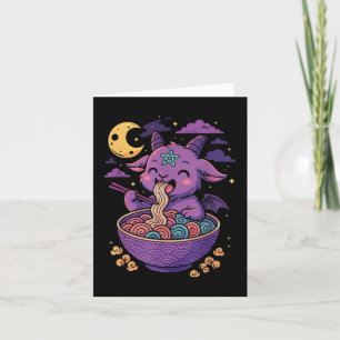 Carte Nouilles Ramen de Démon Kawaii Chèvre Pentagramme