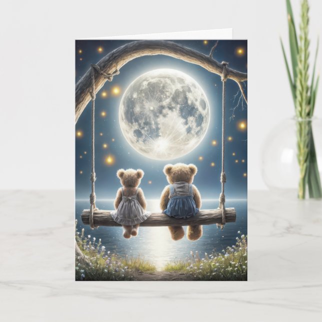 Carte Nounours de l'anniversaire sur une aile