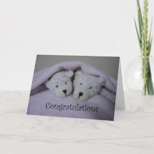 Carte Nounours fille jumelle