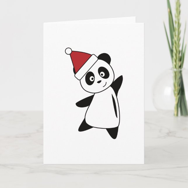 Carte Nounours ours en peluche panda Noël Animaux mignon (Devant)