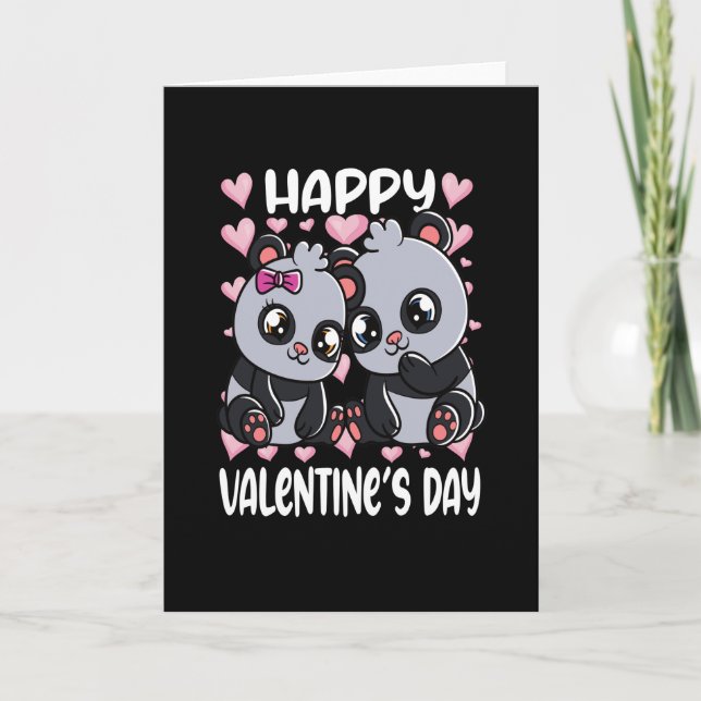 Carte Nounours Pandas Couple de Nounours aux coeurs (Devant)