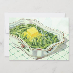 Carte Nourriture vintage, casserole de haricots verts av