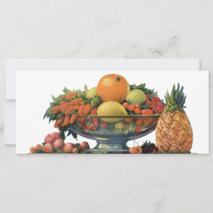 Carte Nourriture vintage, fruits assortis dans un bol