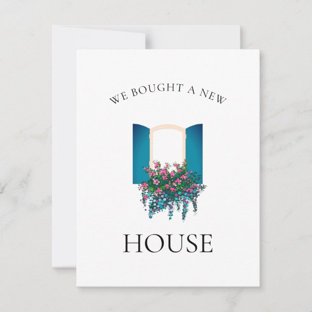 Carte Nous Avons Acheté Une Nouvelle Maison Florale Fenê (Devant)