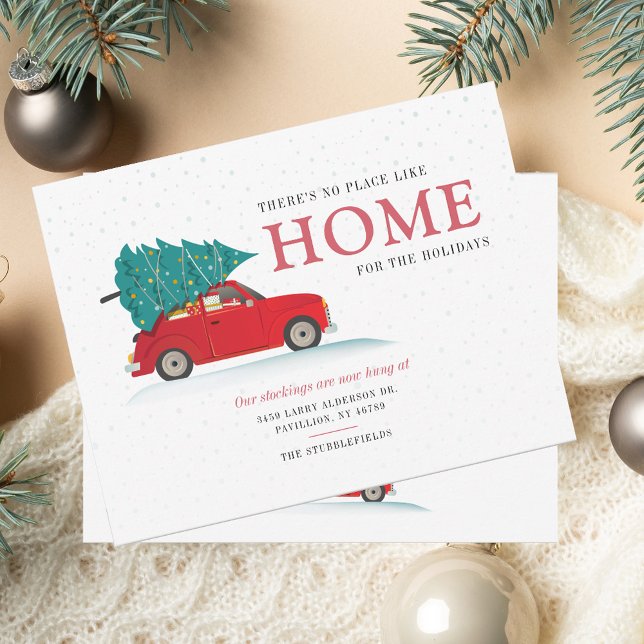 Carte Nous avons déménagé Annonce de déménagement de voi (We've Moved Red Car Moving Announcement)