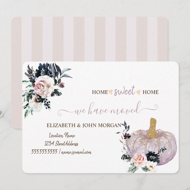 Carte Nous Avons Déménagé, Aquarelle Parties scintillant (Devant / Derrière)